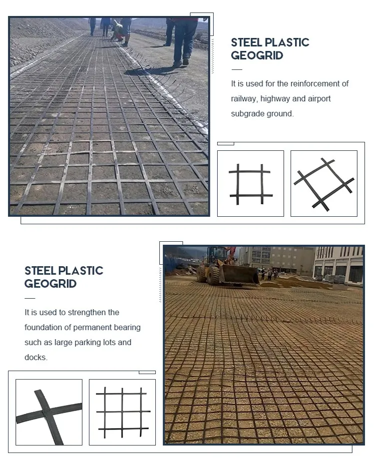 Hoge spanningssterkte Biaxiaal lasstaal Plastic composiet aardwerk Geogrid Voor bodemstabilisatie, anti-erosie eigenschap 3