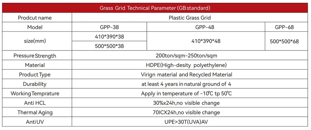 Groothandelsprijs Grondplaten Grondplaten Permeabel Grot Grass Planting Grid Mould voor oprit Fabriek Levering 7