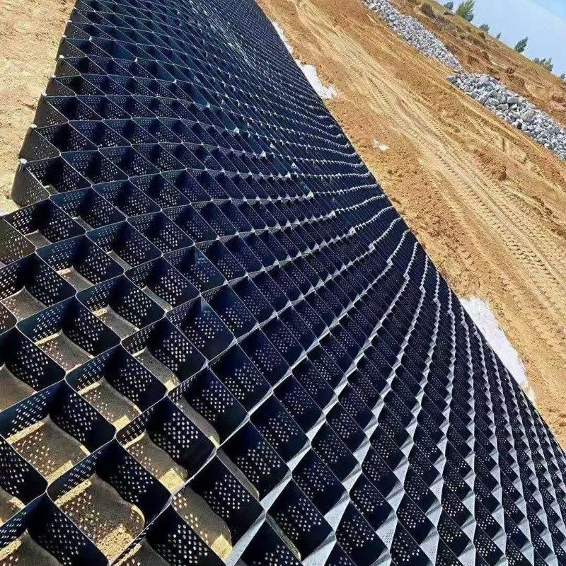 Zwart grindstabilisator Grid Ground HDPE Geocell Factory grindstabilisator voor oprithoudende muren