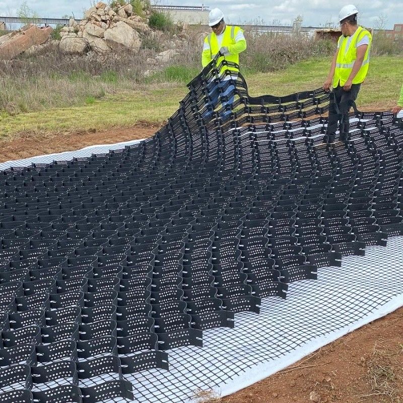 Zwart grindstabilisator Grid Ground HDPE Geocell Factory grindstabilisator voor oprithoudende muren