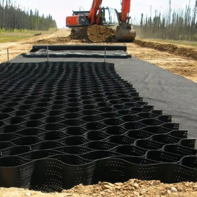 Zwart grindstabilisator Grid Ground HDPE Geocell Factory grindstabilisator voor oprithoudende muren