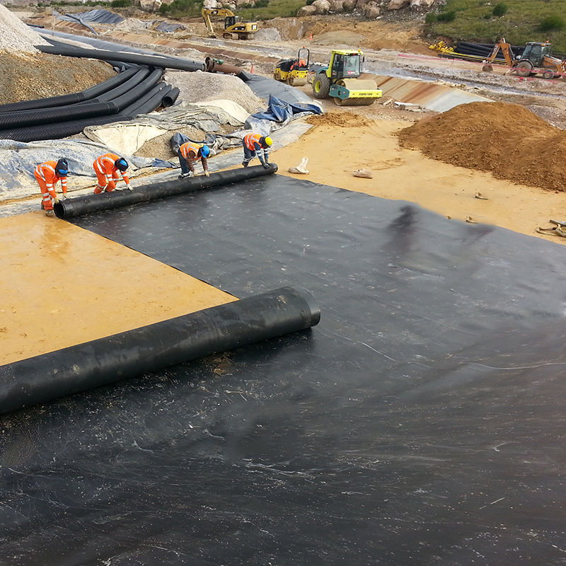 0.75-2.5mm HDPE Geomembrane Pond Liner Voor stortplaatsen Vissen Garnalen Pond Dam Landfill Liner Mijnen