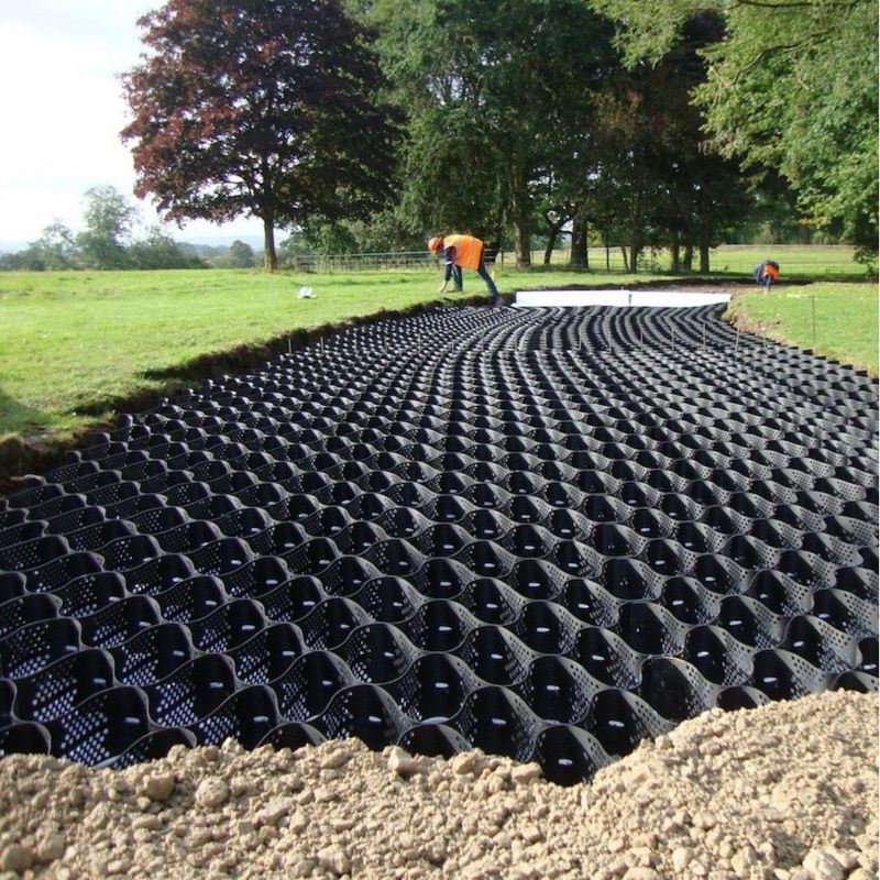 50mm 100mm 150mm HDPE Geocell voor wegerosiecontrole Gravelstabilisator Tuin Drainage Board Roadbed Slope Protection