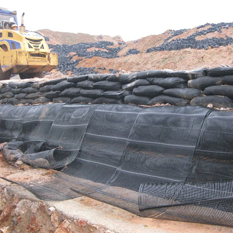Versterking Biaxiaal Plastic PP PE Uniaxiaal Composiet Gerekt HDPE Geogrid Weg Spoorweg Constructie